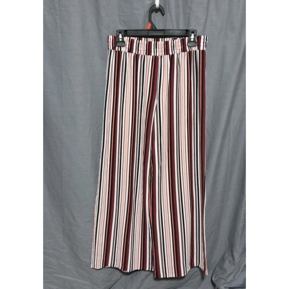 Women's Striped Boho Festival Casual Wide Leg Elastic Waist Pants Size Medium
